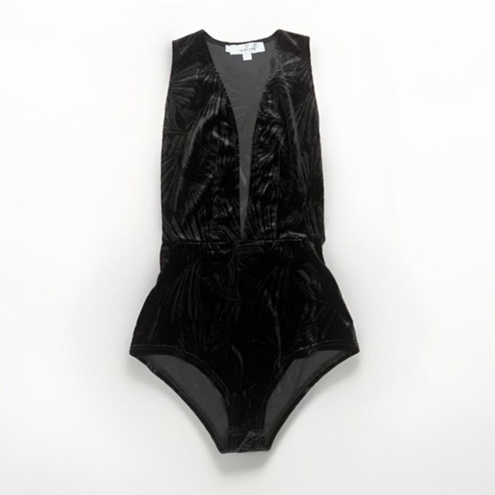 OH MY LOVE London Womens Sexy Plunge Velour Bodysuit Medium